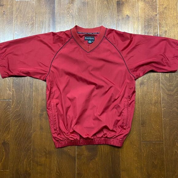 FootJoy V-Neck Red Black Golf Windbreaker Short Sleeve Men's Size Medium - Picture 2 of 10